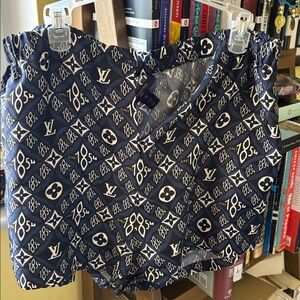Louis Vuitton Navy and White Monogram shorts